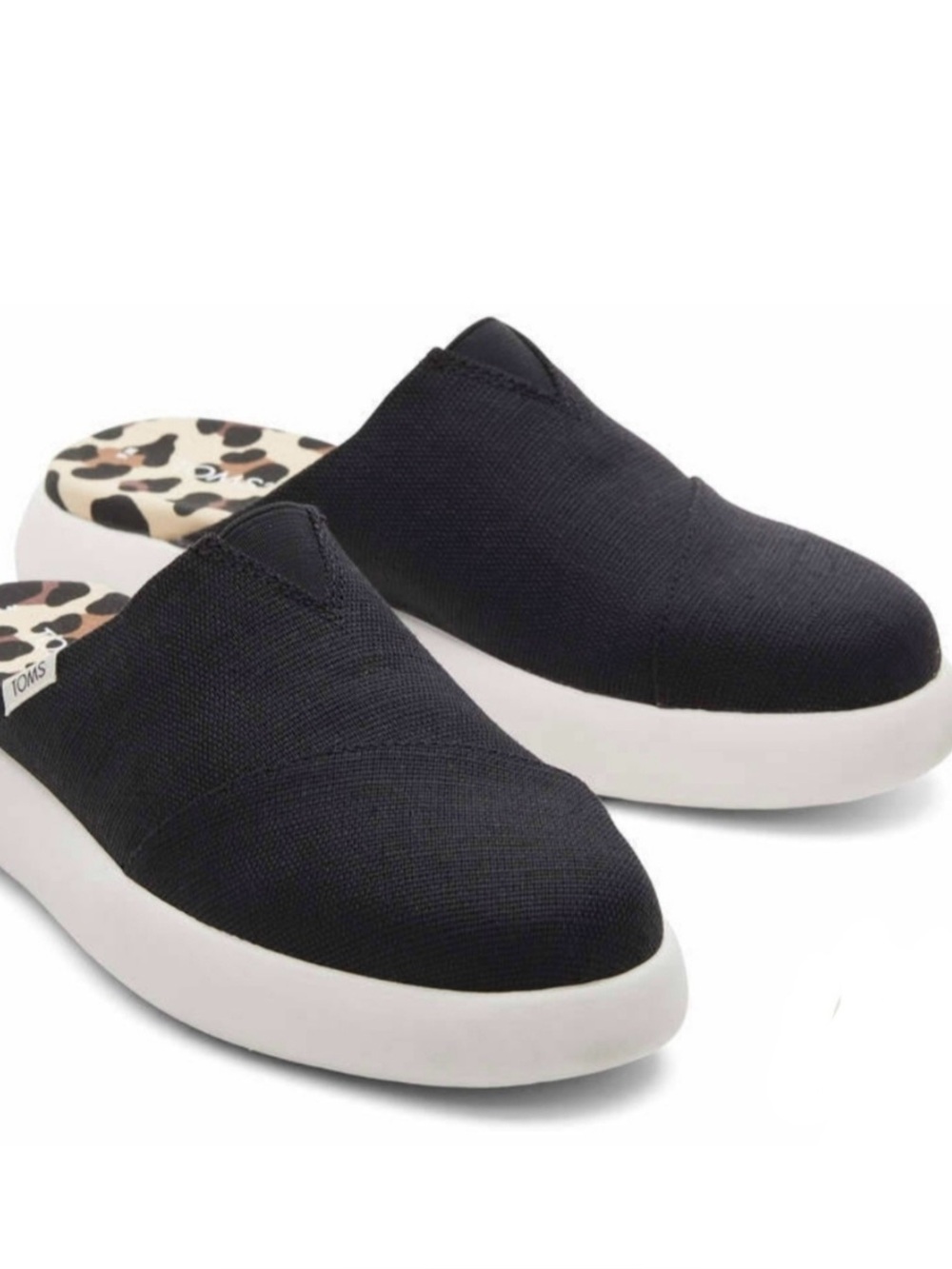 NWOB TOMS ALPARGATA MALLOW BLK MULE SLIP ON LEOPARD PRINT SHOES SZ 8